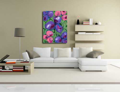Abstract Floral 3 in living room
