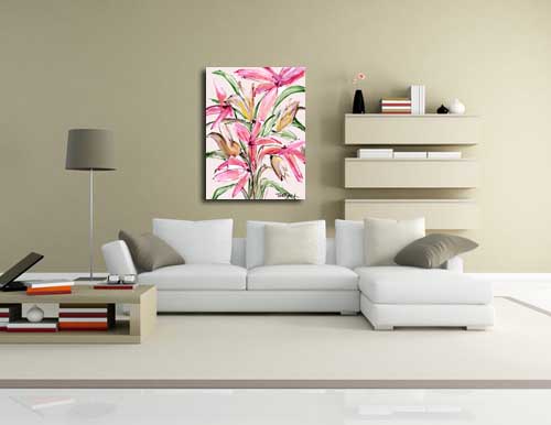 Abstract Flower Six in living room