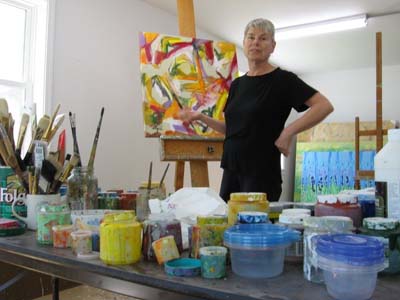 Lynne working in Art Studio